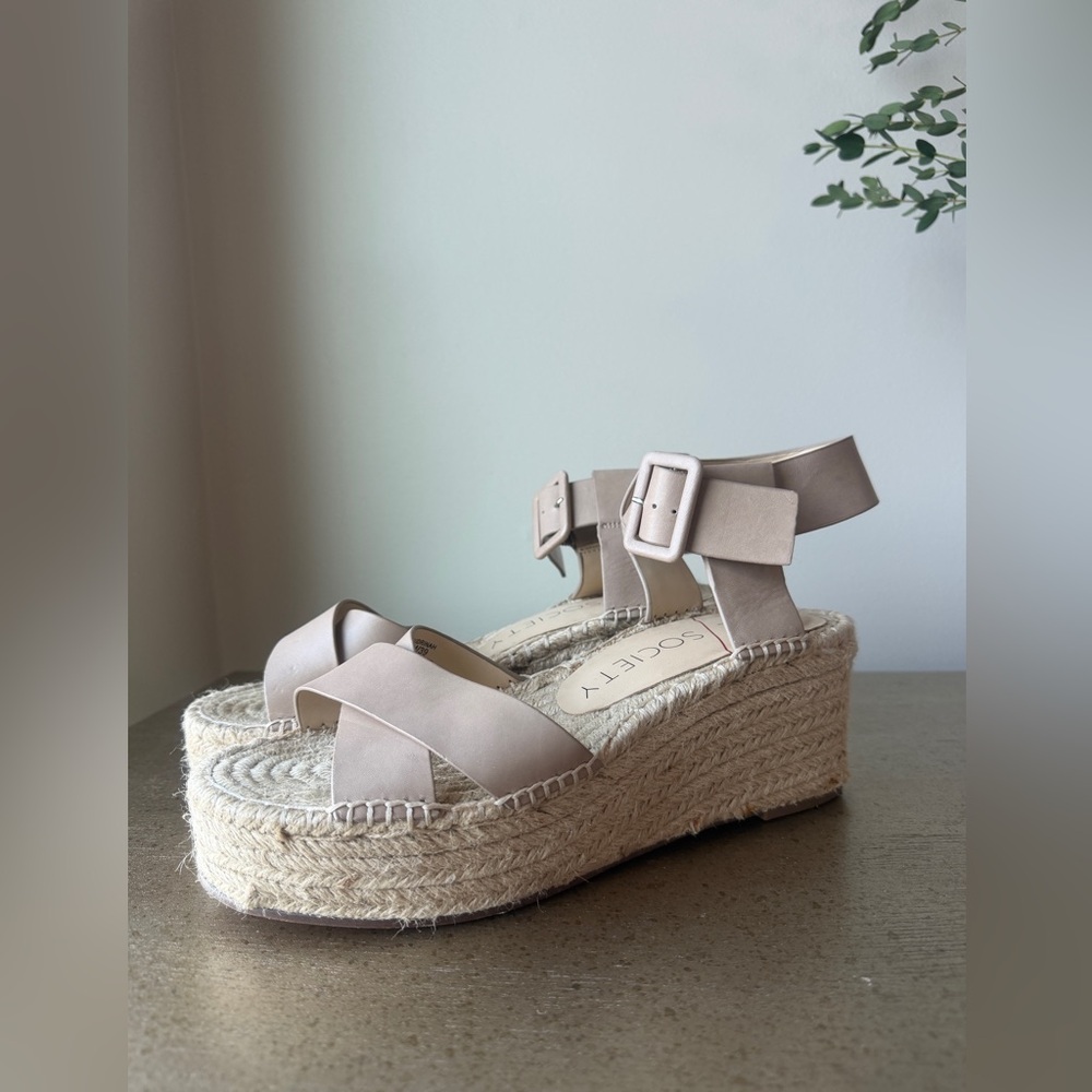 Sole Society Women's Tan Espadrille Platform Sandals